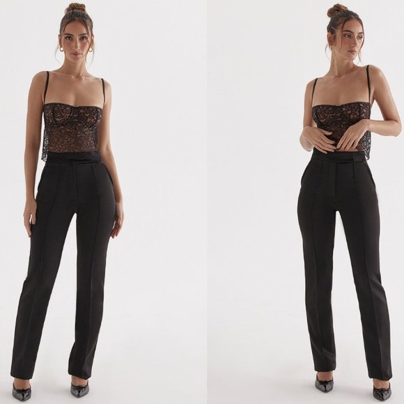 HOUSE OF CB 'Tansy' Black Satin Trousers NWOT
